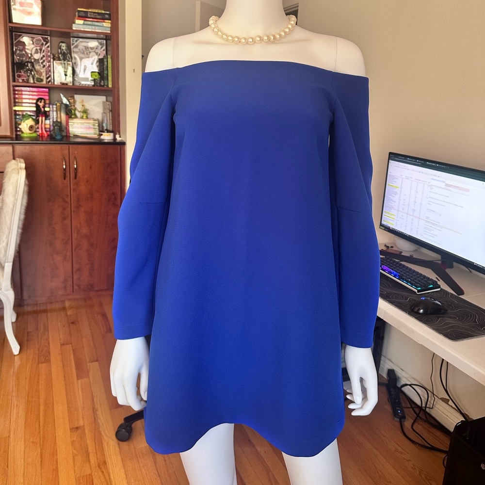 BCBGMaxAzria Yesenia Off-Shoulder Blue Dress